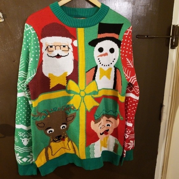 Tipsy Elves Sweaters - Tipsy Elves Pasta Chips Ugly Christmas Sweater Size Large Bow
